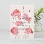 elegant red poppy wedding kaart (Staand voorkant)
