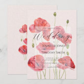 elegant red poppy wedding kaart (Voorkant / Achterkant)