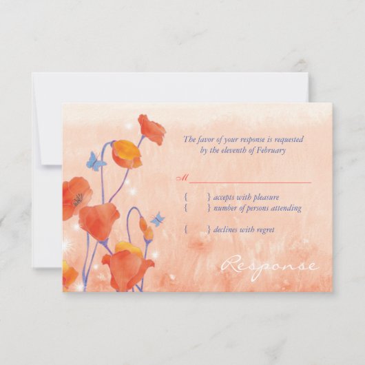 Elegant Red Poppy Wedding RSVP (Voorkant)