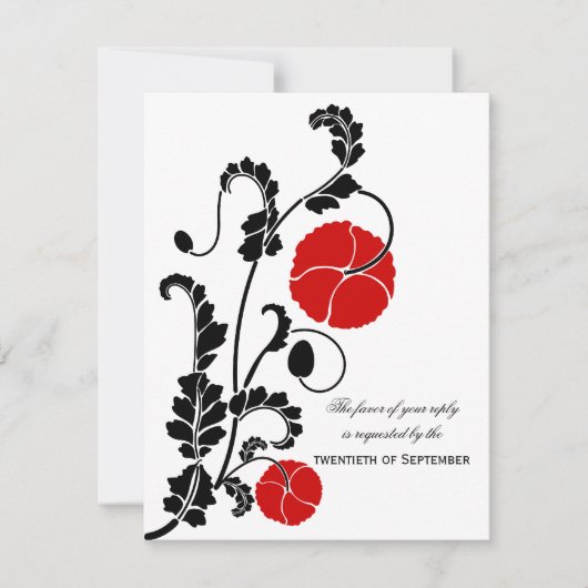Elegant Red Poppy Wedding RSVP/Reply Kaarten RSVP Kaartje (Voorkant)
