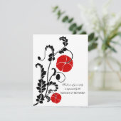 Elegant Red Poppy Wedding RSVP/Reply Kaarten RSVP Kaartje (Staand voorkant)