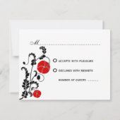 Elegant Red Poppy Wedding RSVP/Reply Kaarten RSVP Kaartje (Achterkant)