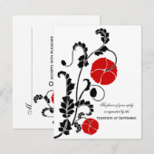 Elegant Red Poppy Wedding RSVP/Reply Kaarten RSVP Kaartje (Voorkant / Achterkant)