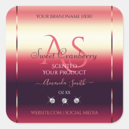 Elegant Red Product Labels diamanten en Initialen