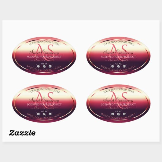 Elegant Red Product Labels diamanten en Initialen (Vel)
