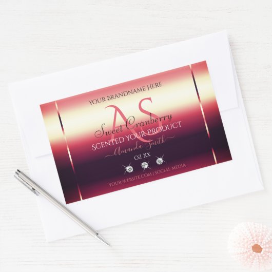 Elegant Red Product Labels diamanten en Initialen (Envelop)