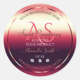 Elegant Red Product Labels diamanten en Initialen