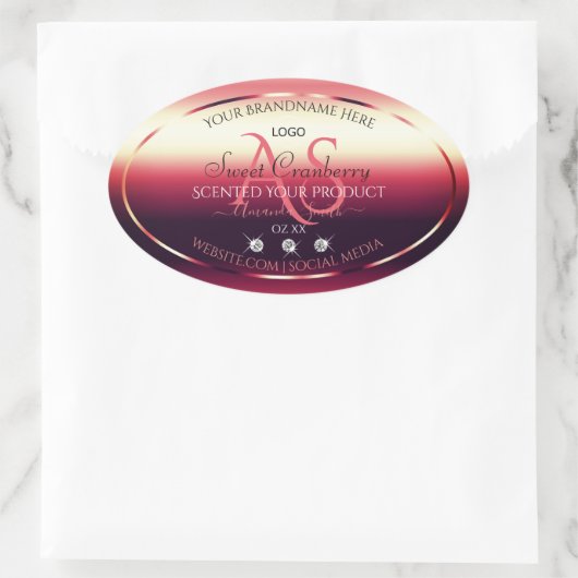 Elegant Red Product Labels diamanten Initialen Log (Tas)