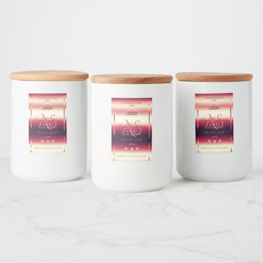 Elegant Red Product Labels diamanten Initialen Log Voedselcontainer Etiket (Flessen)