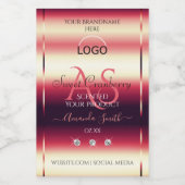 Elegant Red Product Labels diamanten Initialen Log Voedselcontainer Etiket (Enkel label)