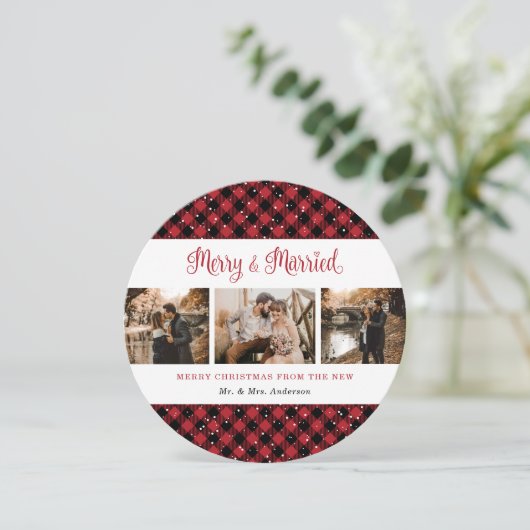 Elegant Red Pset Passen getrouwd Kerstmis Kaarten (Staand voorkant)