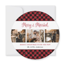 Elegant Red Pset Passen getrouwd Kerstmis Kaarten