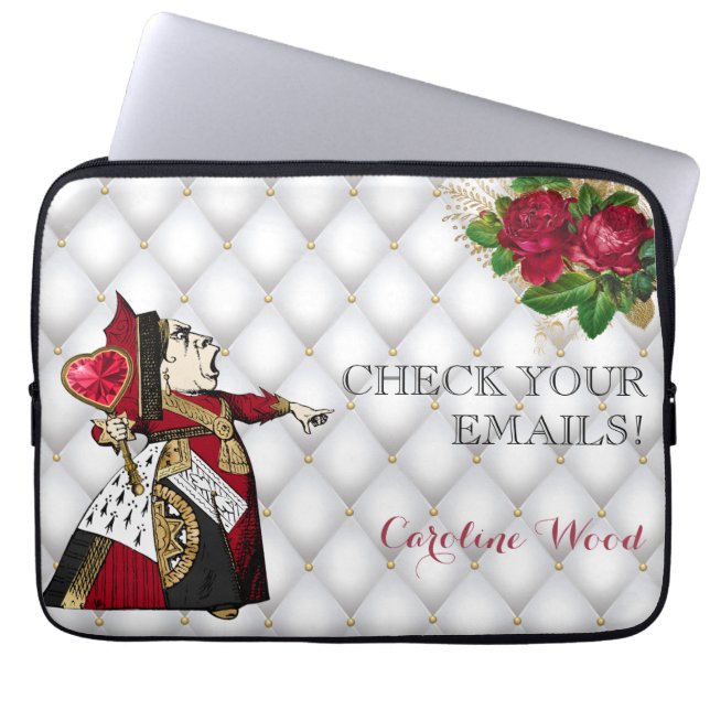 Elegant Red Queen of Hearts  Illustratie Laptop Sleeve (Voorkant)