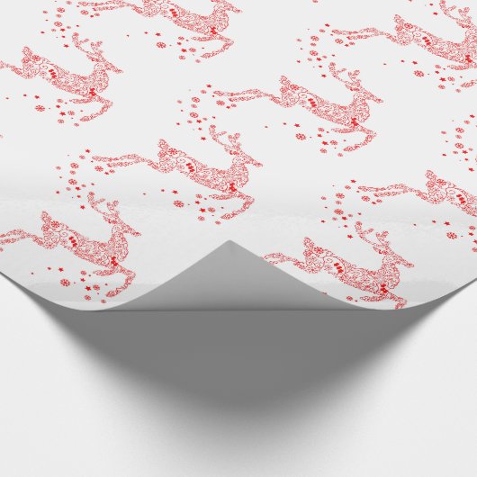 Elegant Red Reindeer Cadeaupapier (Hoek)