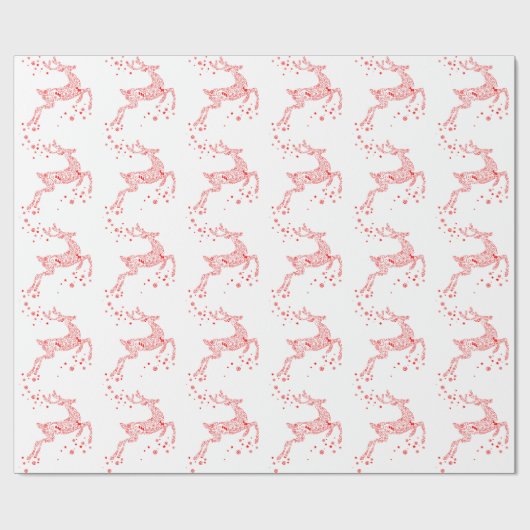 Elegant Red Reindeer Cadeaupapier (Vlak)
