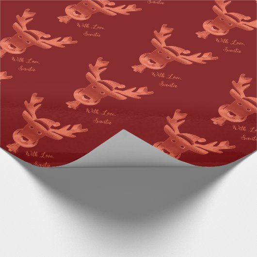 Elegant Red Reindeer Pattern Cute Kerstmis Cadeaupapier (Hoek)