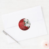 Elegant Red Religous White Poinsettia kerst Ronde Sticker (Envelop)