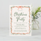 Elegant Red Ribbon Greenery Cream Kerstfeest Kaart (Staand voorkant)