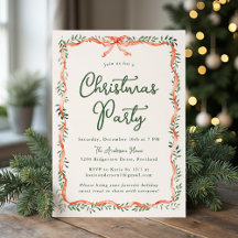 Elegant Red Ribbon Greenery Cream Kerstfeest