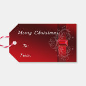 Elegant Red Ribbon Sparking Ruby Cadeaulabel (Achterkant Horizontaal)