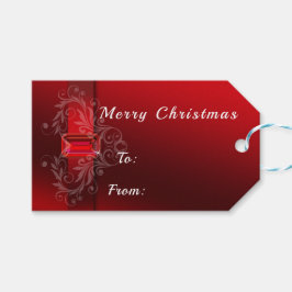 Elegant Red Ribbon Sparking Ruby Cadeaulabel