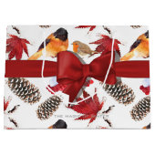 Elegant Red Ribbon Waterverf Winter Pattern Groot Cadeauzakje (Voorkant)