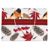 Elegant Red Ribbon Waterverf Winter Pattern Groot Cadeauzakje (Achterkant)