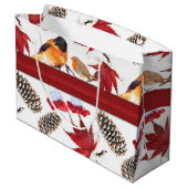 Elegant Red Ribbon Waterverf Winter Pattern Groot Cadeauzakje (Achterkant Gekanteld)