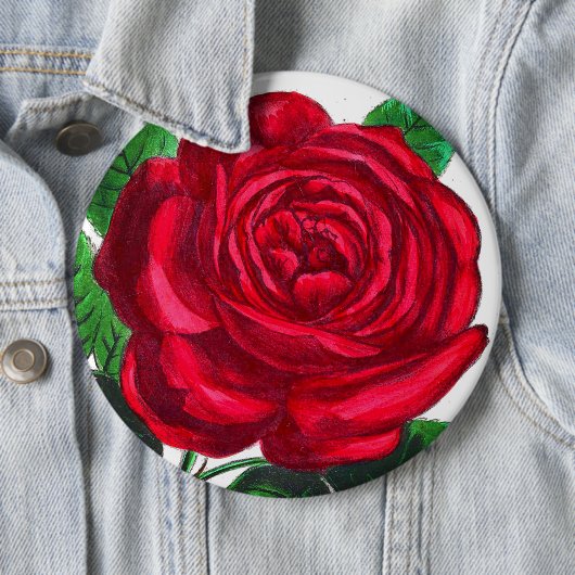 Elegant Red Roos Flower Ronde Button 6,0 Cm (In situ)