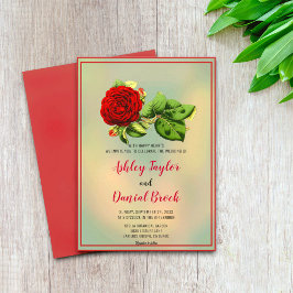 Elegant red roos romantic framed floral Wedding in Kaart