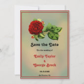 Elegant red roos romantic framed floral Wedding Save The Date (Voorkant)