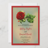 Elegant red roos romantic Summer floral Wedding Kaart (Voorkant)