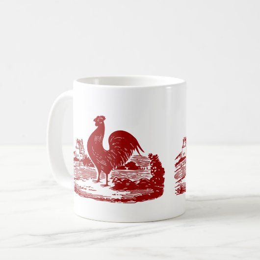 Elegant Red Rooster  Land Boerderij Koffiemok (Voorkant links)