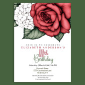 Elegant Red Rose 100th Birthday Invitation Kaart