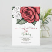 Elegant Red Rose 21st Birthday Kaart (Staand voorkant)