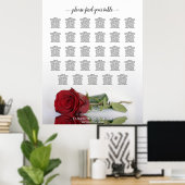 Elegant Red Rose 29 Table Wedding Seating Chart Poster (Thuiskantoor)