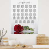 Elegant Red Rose 29 Table Wedding Seating Chart Poster (Keuken)