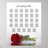 Elegant Red Rose 29 Table Wedding Seating Chart Poster (Voorkant)