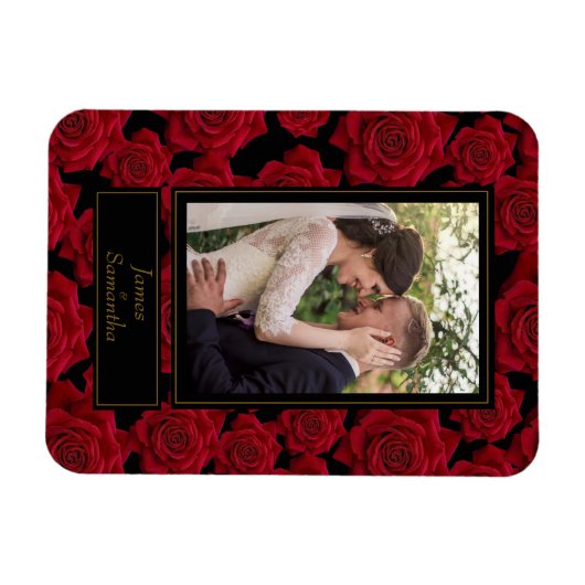 Elegant Red Rose - Aangepaste foto Magneet (Horizontaal)