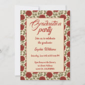 Elegant Red Rose Afstuderen Uitnodiging met foto's (Voorkant)