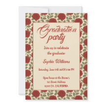 Elegant Red Rose Afstuderen Uitnodiging met foto's