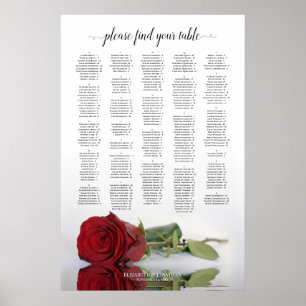 Elegant Red Rose Alfabetical Seed Chart Poster