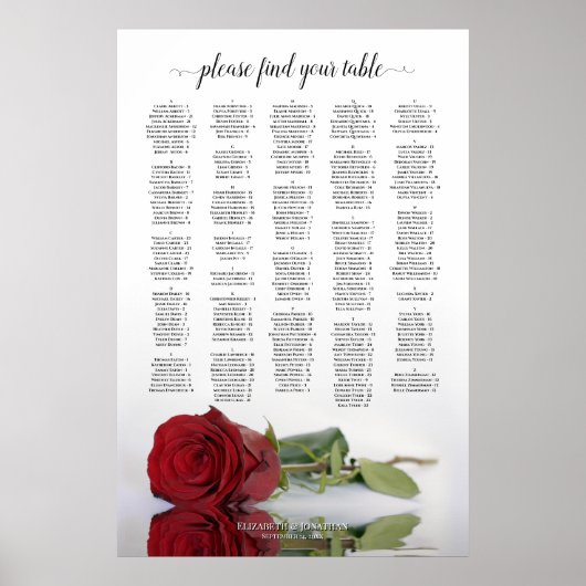 Elegant Red Rose Alfabetical Seed Chart Poster (Voorkant)
