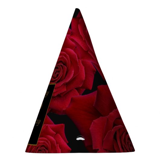Elegant Red Rose Any Age Birthday Feesthoedjes (Rechts)