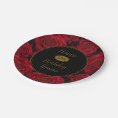 Elegant Red Rose Any Age Birthday Party Papieren Bordje (Gekanteld)
