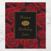 Elegant Red Rose Any Age Birthday Party Wijn Etiket (Enkel label)