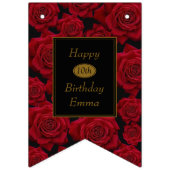 Elegant Red Rose Any Age Happy Birthday Vlaggetjes (Tweede vlag)