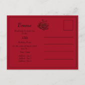 Elegant Red Rose Birthday Party Invitation Uitnodiging Briefkaart (Achterkant)