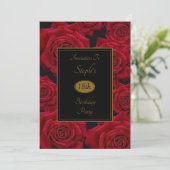 Elegant Red Rose Birthday Party Kaart (Staand voorkant)