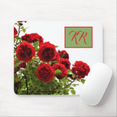 Elegant Red Rose Bouquet Floral Monogram Muismat (Met muis)